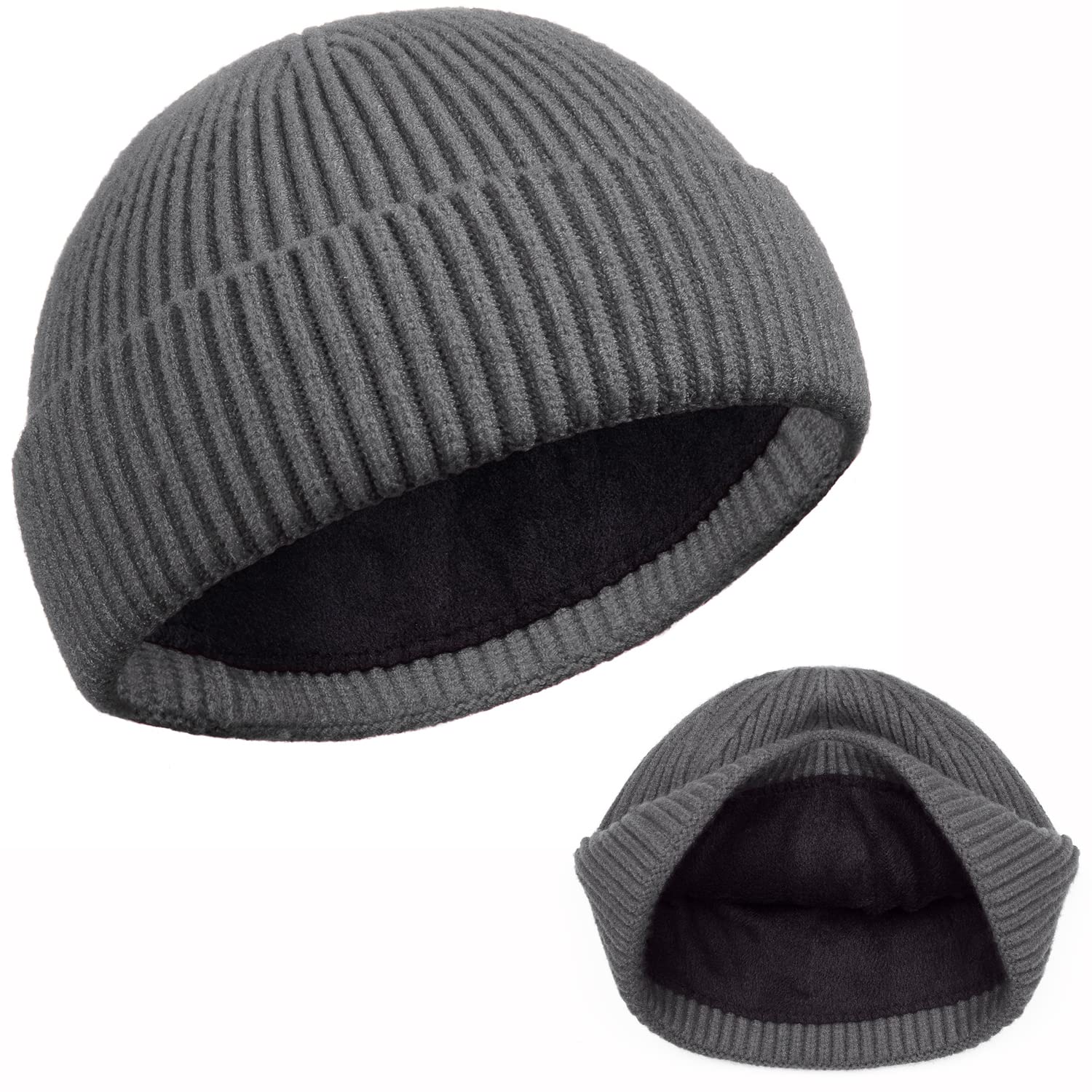 ROYBENS Swag Wool Knit Cuff Short Fisherman Beanie for Men Women, Winter Warm Hats